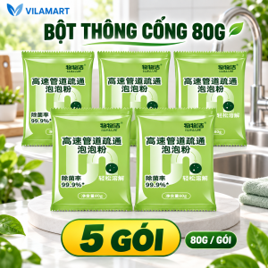 Bột Thông Cống Sinh Học 80g – Hỗ Trợ Thông Tắc Bồn Cầu Bồn Rửa Bát Làm Sạch Và Khử Mùi Đường Ống