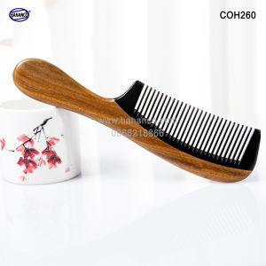 Lược gỗ Bách Xanh ghép răng sừng xuất khẩu Cao Cấp - Chống tích điện/ dáng lược Châu Âu (COH260) HAHANCO