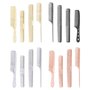 Space Aluminum Hair Comb Set Cutting CombDetangling CombStyling CombTail Comb Hairdressing Comb for Women and Girls