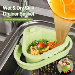 Kitchen Gear Home SinkOne-touch hanging drain basketFood scraps filter basketLarge storage basket with wide mouth and deep cavityThree-meal scraps filter basket
