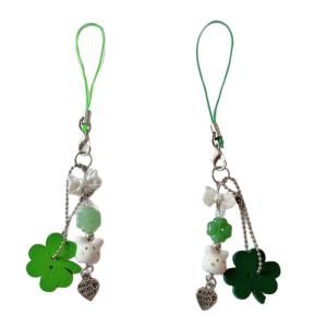 Lucky Four Leaf Clovers Phone Charm with Cute Rabbit Design Unique Fashion Accessory for Women and Students