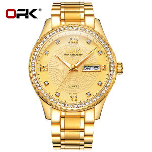 OPK Gold Watch for Men Original Mens Watches Stainless Steel Luxury Quartz Waterproof With Box