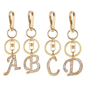 PENGQ Letter A-Z Jewelry Gifts Initial Capital Keychain Crystal Rhinestone Rhinestone Letter Key Chain Alphabet Keyring Letter Pendant 26 Alphabet Key Ring