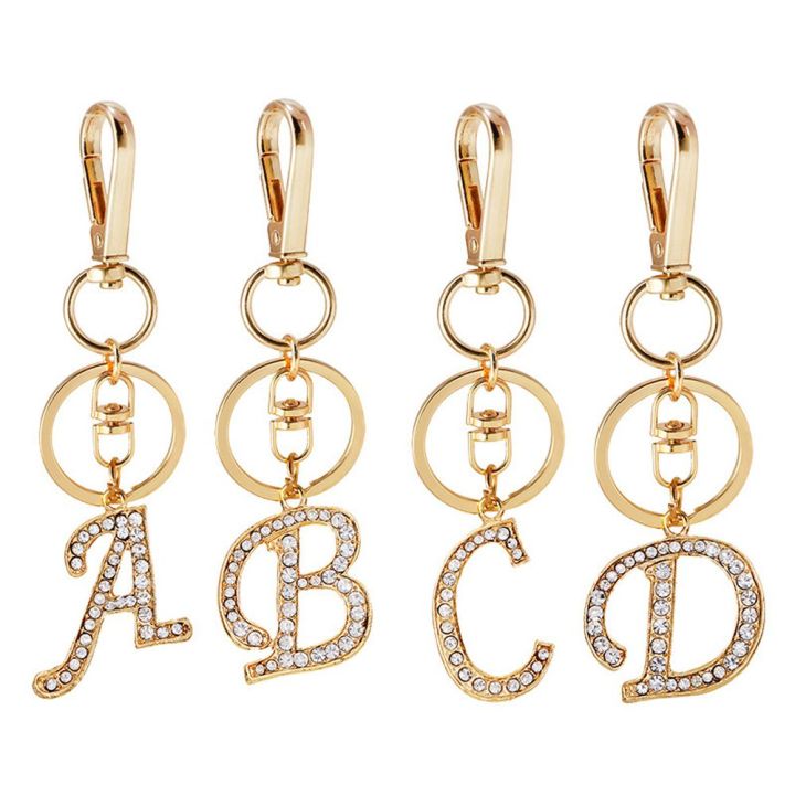 YUHENNY 1pc Unisex Initial Capital Keychain Crystal Rhinestone Jewelry ...