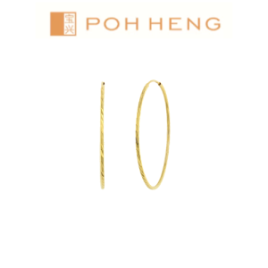 Poh Heng Jewellery 22K Twisted Tube Hoop Earrings in Yellow Gold [Price By Weight]