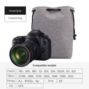 FIRST SONG Compact Camera Bag Waterproof Lightweight Lens Drawstring Pouch Easy To Carry Protective Photography Protective Bag Outdoor