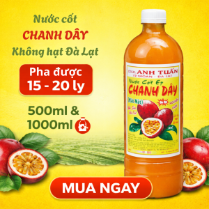 Nước Cốt Chanh Dây Có Hạt Đà Lạt Dương Hà – Cốt Chanh Dây Nguyên Chất Thơm Đậm Vị – Chai 500ml / 1L