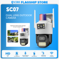 V380 SC07 Dual Lens 2MP HD IP66 Outdoor CCTV Camera Two Way Audio Auto Tracking Monitor Surveillance Wireless CCTV Camera  Up To 128GB Storage (Wi-Fi Supported). 