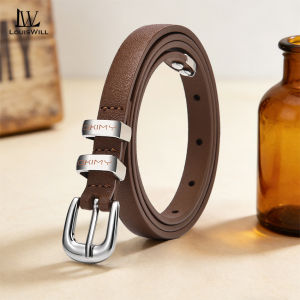 LouisWill Fashion Women Belts Super Thin Belt Retro Belt Elegant Slim Belt Soft Cow Leather Belt Adjustable Girls Ladies Long Straps Waistbands Dress Coat Alloy Buckle Leisure Belt 1.4cm Width