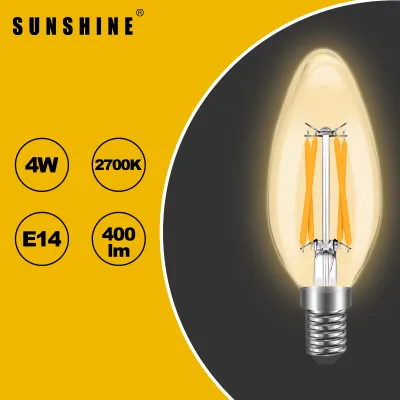 SUNSHINE (LCANG) LED Filament Candle 4W Base E14 Decorative Vintage Style