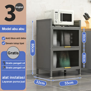 Rak Dapur Rak Oven Microwave Lemari Dapur Lemari Piring Multi-layer Rak Kabinet Dapur Dengan Pintu