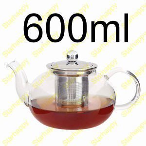 TEKO KACA teko teh kaca dengan 304 Stainless steel saringan & penutup 600ml/800ml Kaca Tahan Panas Teapot Borosilicate Glass Teko teh Cantik perabotan rumah tangga dapur [Stok & Pengiriman Cepat]