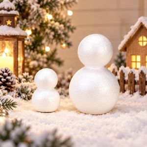 HULEQQI 10 pcs Styrofoam Polystyrene Snowman Craft Balls Handmade Ornaments DIY Painting Snowman Party Supplies Xmas Decor Snowman Foam Models Home Decorations