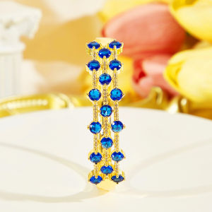 SEQUITO Luxury Women Jewelry Pave Setting Colorful Round AAAAA Zircon Hollow Gold Plated Bangle Prom Clothes Accessories B365