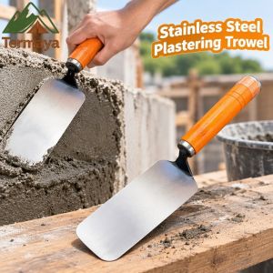 Termaya Stainless Steel All In One Plastering Trowel Integrated Masonry Bricklaying Tiling Tool Wood Handle For DIY Projects