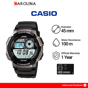 Jam Tangan Pria Casio General AE-1000W-1B Year Battery Life Digital Dial Black Resin Band