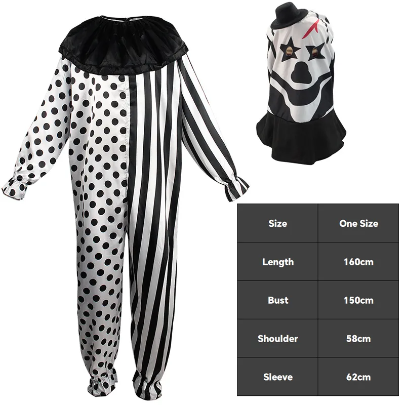 Black White Striped Clown Costume