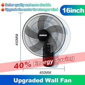 OOKAS Electric Fan Stand Fan Wall Fan 16 Inch Portable air circulator fan 5-blade floor fan 3-speed super large wind power energy saving easy to install and disassembl vertical fan Powerful motor