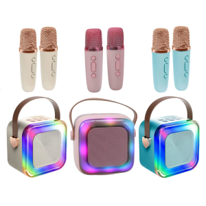 Kids Karaoke Machine 2 Microphones Speaker LED Lights for Girls Boys Age 5-12 Birthday Gift