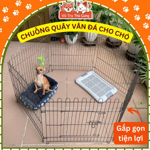 Chuồng quây Chó gấp gọn tiện lợi chắc chắn chất liệu vân đá không gỉ