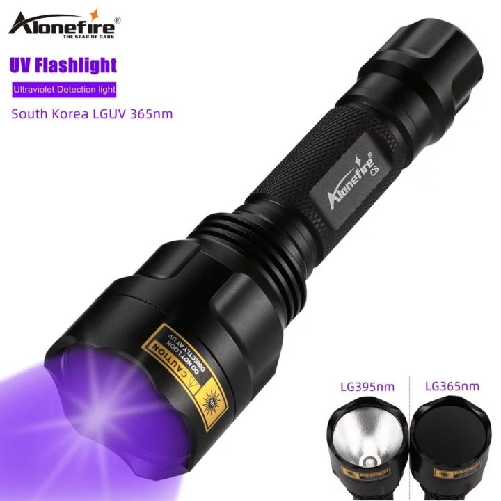 Detecting Torch Alonefire C8 LGUV UV Flashlight Black Light 365nm/395nm Ultraviolet ...