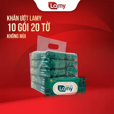 [LAMY OFFICIAL]_Thùng 10 gói khăn ướt Lamy không cồn không parabens cao cấp dành cho em bé gói 20 tờ