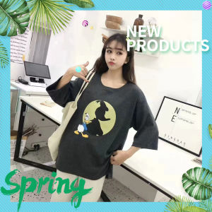 QJshop ไอต้าวเสื้อยืดคอกลม พิมพ์ลายการ์ตูนสุดฮิต ดีไซน์เรียบง่ายคลาสสิค เดิมๆแต่ดูดีย์ สายอินดี้ห้ามพลาด