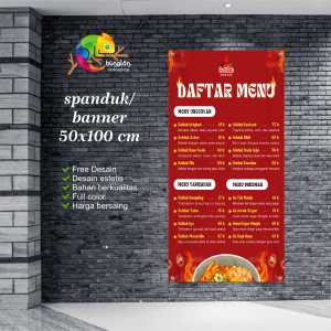 Cetak Spanduk Banner Merah Membara Menu Seblak Promosi