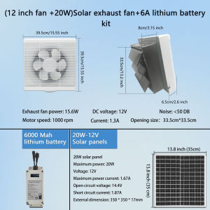 6/12inches Solar Exhaust Fan with Battery with Solar Panel Energy Saving Solar Exhaust Fan Automatic Ventilation