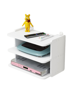ชั้นวางของติดผนัง PVC ชั้นวางเราเตอร์ ที่วางกล่องwifi ชั้นวางกล่องรับสัญญาณ 30 cm 3 layer White Router Storage Shelves