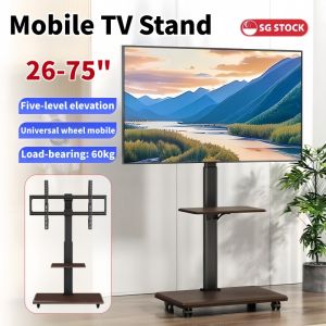 Mobile TV Cart for 26-75 Inch TVs up to 88 lbsFloor Rolling TV Stand with Wheels TV Stand with Swivel and Height Adjustment