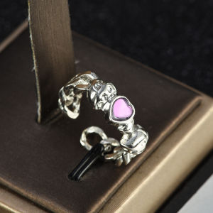 Purple Love Rhinestone Opening Couple Rings for Women Men Sweet Cool Ins Girlfriend Tail Ring