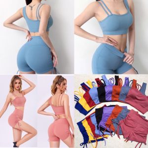 [FreeshipMAX] B015 Bộ Bra Đùi Nữ Dây Rút Lệch Vai Có Mút Sẵn Tập Thể Thao Gym Yoga Zumba Earobic HCM