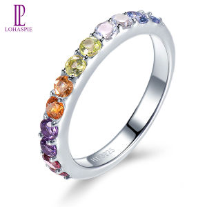 Band Ring for Women Gemstone Citrine Garnet Peridot Solid 925 Sterling Silver Natural Jewelry