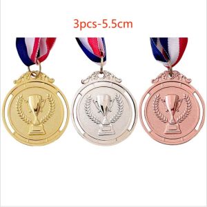 3Pcs Medali Emas Perak Perunggu Medali Logam Custom Medali Kuningan Medali Juara 123+Ring+Tali