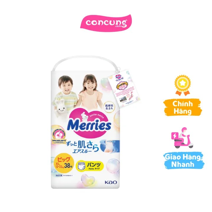 Tã quần Merries (XL, 12-22kg, 38 miếng)