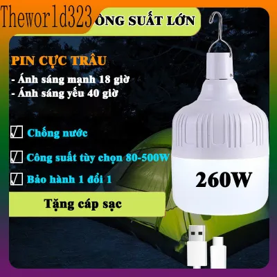(🔥Giá khuyến mãi)Đèn treo tích điện 80W 280W 500W pin trâu đa năng kháng nước tặng cáp sạc