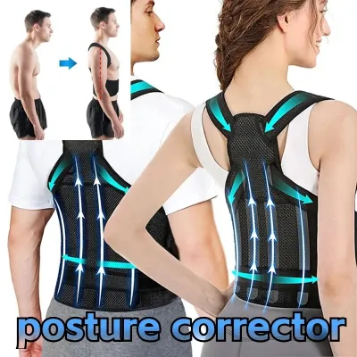 GYMPRO Adjustable Posture Corrector Shoulder Lumbar Brace Support Brace Posture Corrector Back Orthopedic Straps for Men and Women Fully Adjustable Spinal Brace Comfortable Effective Upper Back Brace