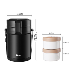 Hộp Cơm Giữ Nhiệt YADEL Phong Cách Nhật Bản Kèm Đũa Thìa Gấp Gọn - Hộp Cơm Trưa Giữ Nhiệt Thép Không Gỉ 304 Bảo hành 12 tháng