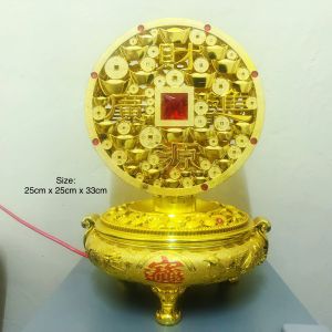 Fengshui Wealth Coin Lucky Coin Full of Ingot Money Bar Coin in Wealth Pot Rotating Living Room Home Decor Figurine