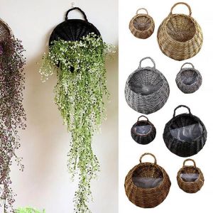 BENYTRO Storage Container Flower Basket Handmade Weaving Wall Hanging Wicker Basket  Hanging Planter Home  Living
