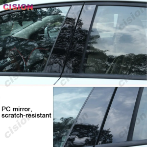 6Pcs Glossy Carbon Fiber Black Chrome Car Door Center B C Pillars Post Window Middle Column Panel Cover Trim PC Material Mirror Effect Sticker For Mitsubishi Xpander 2018-2025