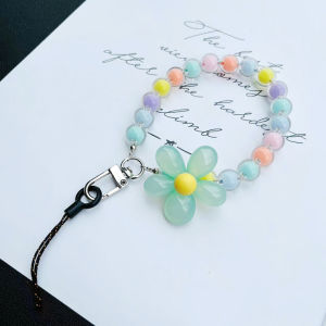MD-C1148 Gantungan Hp Bunga Manik Flower Beads Lanyard Pergelangan Tangan / Gantungan Warna Warni