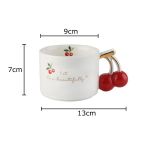 Cherry Printed Pattern Mugs Gilding Edge Porcelain Cup Tableware Coffee Mug Dining Table Afternoon Tea Teacup Fruits Juice Cup2026
