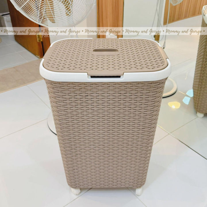 Rattan Cane Laundry Basket with Cover and Detachable Wheels Lazada PH