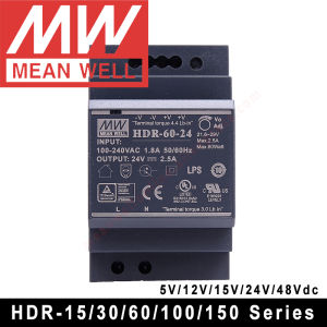 Original Mean Well HDR-60-24 DC 24V 2.5A 60W meanwell Ultra Slim Step Shape DIN Rail Power Supply