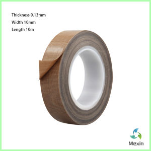 Mexin ผ้าเทปกันความร้อน สำหรับเครื่องซีล มีกาวในตัว ยาว10เมตร ความหนา 0.13mm High Temperature Tape