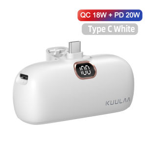【50% OFF Voucher】KUULAA 5000mAh Power Bank Fast Charging and PD Input Small Docking Battery with LED Display Powerbank Compatible with iPhone 15 14 13 12 Pro Max Portable Charger 20W USB C Charger For Samsung Xiaomi Huawei Type C Charger