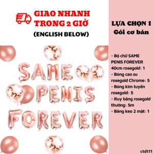 Bộ bong bóng trang trí tiệc chia tay độc thân chữ SPF màu Rosegold ctdt11