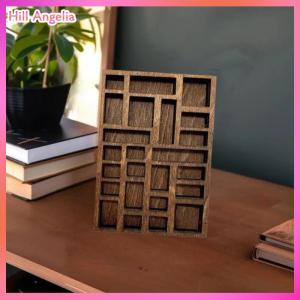 [Hill Angelia] Miniature Trinket Shelf Mini Jewelry Holder Compartments Jewelry Display Holder Pretty Wooden Ornaments